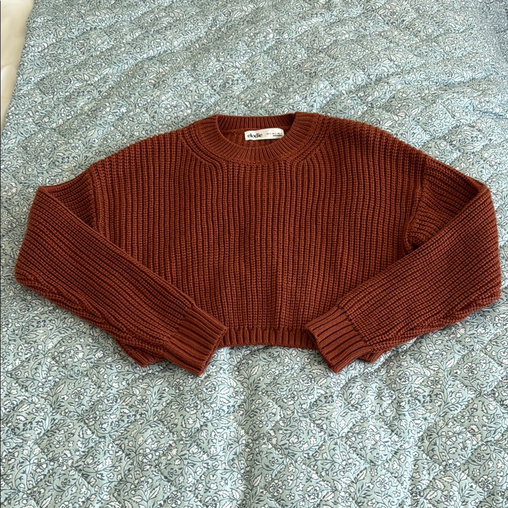 Elodie Warm Brown Crew Neck Sweater